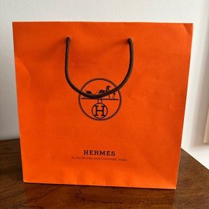 HERMES Authentic Orange Paper Shopping Gift Bag